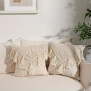 Bohemian Woven Tassel Throw Pillow Case, Ljojo Brand Decorative Cushion Cover, 18x18 in