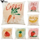 Fruit Girl Print Linen Pillowcase by Ljojo: Office Car Living Room Sofa Decor