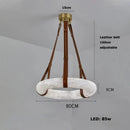 LED Alabaster Resin Ring Leather Belt Chandelier - Modern European Ljojo Lighting for Living Dining Room