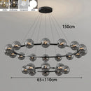Nordic Ring Chandelier Smoky Gray Bubble Ball Lamp for Living Room by Ljojo