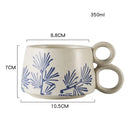 Ljojo 12oz Blue and White Ceramic Coffee Mug - Handmade Stoneware Cup
