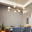 Art Deco White Ceramic Chandelier Pendant Lamp G4 Bulb Gold Metal - Ljojo