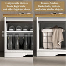 Modern White Shoe Bench with Sliding Barn Door by Ljojo™ - Entryway Storage with Adjustable Shelves