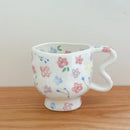Hand-Painted Tulip Flower Pattern Ceramic Mug by Ljojo - High-Footed Cup