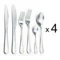 Ljojo Matte Silver Stainless Steel Cutlery Set - 4/6/16/24pcs Dinnerware Steak Knife Fork Spoon