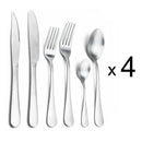 Ljojo Matte Silver Stainless Steel Cutlery Set - 4/6/16/24pcs Dinnerware Steak Knife Fork Spoon