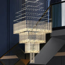 Modern Square Base K9 Crystal Ceiling Chandelier for Villa Living Room and Staircase Decor by Ljojo