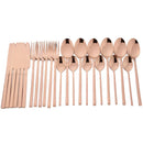 Ljojo 24-Piece Stainless Steel Black Cutlery Set Dinnerware Flatware Tableware