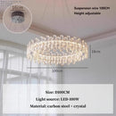 Ljojo Luxury Round Crystal Pendant Chandelier with French Modern LED for Living Room