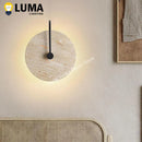 Wabi Sabi Style Yellow Travertine Round LED Wall Sconce Light for Bedroom by Ljojo