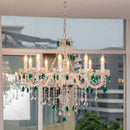 French Green Crystal Chandeliers Luxury Glass Pendant Lights by Ljojo for Living & Dining Rooms