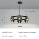 Ljojo Black Glass Led Chandelier Modern Luxury Nordic Style Pendant Light