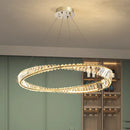 Ljojo Luxe Gold Plated Steel Pendant Light with K9 Crystals, Irregular Ring LED Design