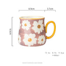 Ljojo 16oz Hand Drawn Ceramic Mug, Breakfast Cereal Coffee Cup