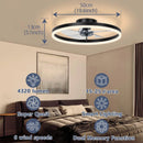 Ljojo 50cm Smart Ceiling Fan with Light Remote Control for Bedroom