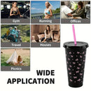 Ljojo 24oz Bow Plastic Water Cup with Straw Lid - Portable Drinkware for Sports, Camping, Party