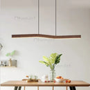 Retro Camur Linear Pendant Light | Walnut Wood Grain Hanging Lamp by Ljojo