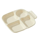 Ljojo 4 Grids Square Plastic Dinner Plate Set - Reusable & Dishwasher Safe Tableware