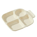 Ljojo 4-Grid Square Plastic Dinner Plate for Kids & Students, Reusable & Dishwasher Safe