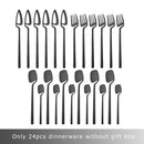 Ljojo 24-Piece Black Stainless Steel Cutlery Set Dishwasher Safe