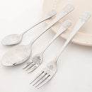 Ljojo 16pcs Retro Silver Stainless Steel Dinnerware Set with Creative Carving