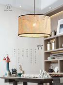 Hand Knitted Bamboo E27 Pendant Light Chandelier for Kitchen by Ljojo