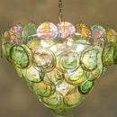French Medieval Blue Glass Pendant Light Chandelier by Ljojo - Luxe Art Metal Round Lustre E14 Lighting