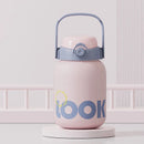 Ljojo 1100ML Kids Straw Thermos Bottle Stainless Steel Travel Insulation Cup