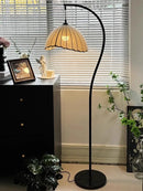 Nordic Wabi-Sabi Retro Fabric E27 Floor Lamp for Medieval Living Room by Ljojo