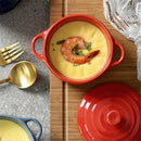 Ljojo 4" Mini Ceramic Double Ear Bowl for Oven Use - Egg Soup & Custard Bowl