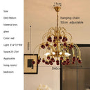 French Retro Cherry Glass Chandelier Vintage Living Room Pendant Light by Ljojo.