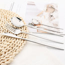 Ljojo 30-Piece Stainless Steel Dinnerware Set - Black Knife Fork Spoon Western Cutlery