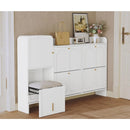 Ljojo™ 4-Drawer Shoe Cabinet with Hidden Stool & Adjustable Shelves