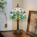 8-Inch Stained Glass Dragonfly Table Lamp - Retro Green Decoration for Office, Dining, Bedroom by Ljojo