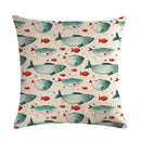 Ljojo Lotus Carp Print Cushion Cover for Home Decor on Mahogany Chair
