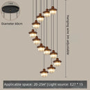 French Retro Staircase Chandelier Solid Wood and Glass for Luxe Staircase Decor by Ljojo