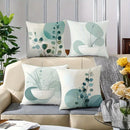 Bohemian Abstract Cyan & White Throw Pillow Covers by Ljojo - Set of 4