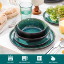 Ljojo 24 Piece Green Dinnerware Sets Reactive Glaze Dishes Set, 8 Place Settings