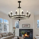 American Country Retro Crystal Chandelier Black Dining Room Bedroom Pendant Light by Ljojo