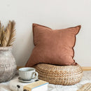 Ljojo Linen Fringed Cushion Cover for Home Decor on Bed Sofa Couch
