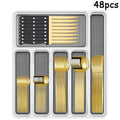 Ljojo 48pc Stainless Steel Tableware Set Knife Fork Spoon Dessert Steak Knife