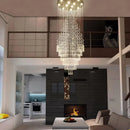 Ljojo Luxury Large Foyer Crystal Chandelier - Modern 12-Light Flush Mount Raindrop Fixture