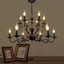 Ljojo American Retro Black Chandeliers Metal Cafe Pendant Lights for Living Room and Bedroom