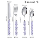 Ljojo 24-Piece Pearl Handle Luxury Cutlery Set - Stainless Steel Knife Fork Spoon Shell Spoon Kit