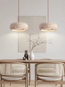 LED Pendant Light: Yellow Cave Stone Wabi Sabi Style Bedside Retro Cream Fixture by Ljojo
