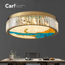 Ljojo Chinese Style Enamel Ceiling Lamp Modern Villa Glossy Crystal LED Decoration