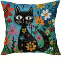 Colorful Cats & Flowers Pillow Covers by Ljojo - Sofa, Bedroom, Car Pillow Cover