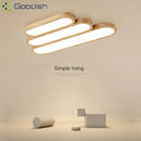 Ljojo Bauhaus Solid Wood Strip LED Ceiling Light Chandelier for Living Room Decor