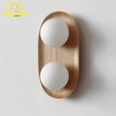Ljojo Minimalist Designer Solid Wood Glass LED Wall Lamp Double Head for Living Room