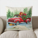 Christmas Red Truck Puppy Decor Pillow Cover for Sofa, Bedroom, Car - Ljojo